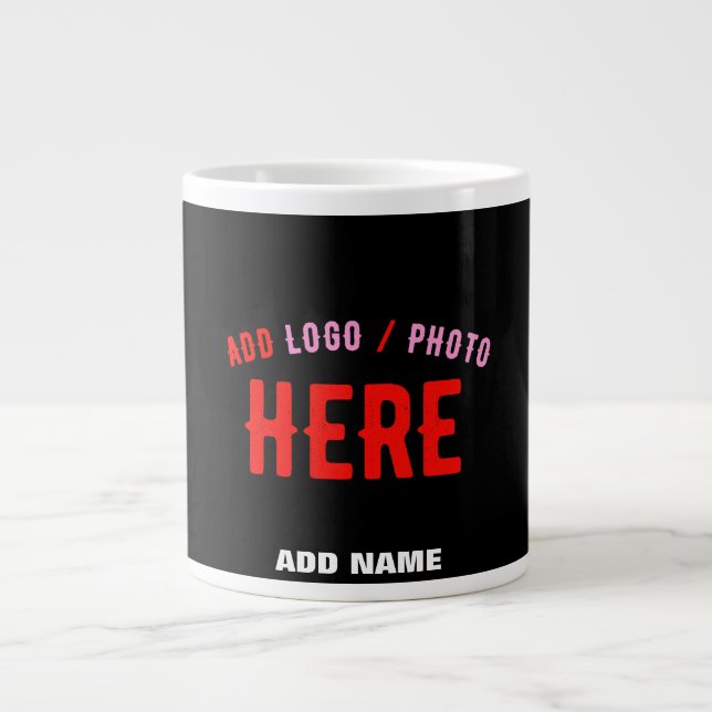 CANECA DE CAFÉ GRANDE NA MODA MODERNO PERSONALIZÁVEL NEGRO VERIFICADO CO (Frente)