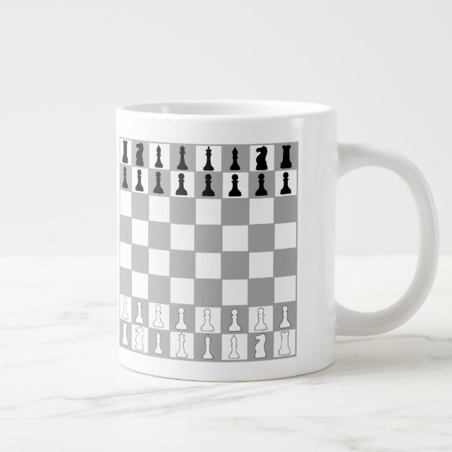 CANECA DE CAFÉ GRANDE NA MODA PRETO E CONJUNTO BRANCO DE XADREZ (Direita)