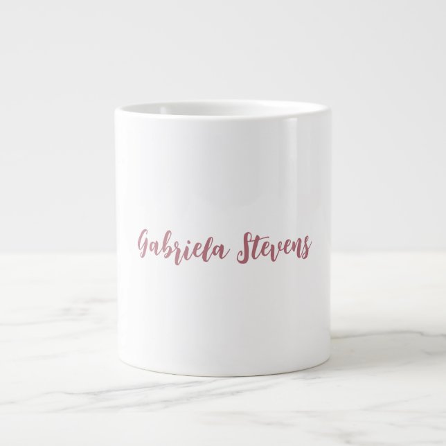 Caneca De Café Grande Na moda Rosa de Dourado Nome Branco (Frente)