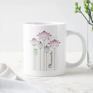 Caneca De Café Grande Namaste Flor de Lótus Rosa Moderna