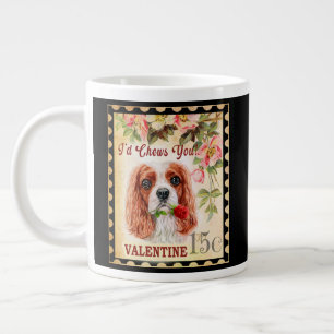 Caneca De Café Grande Namorados Cavalier King Charles Spaniel com Rosa