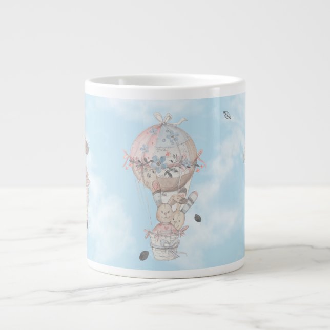 Caneca De Café Grande Namorados coelho no céu (Frente)