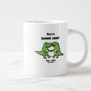 Caneca De Café Grande Namorados de dinossauro