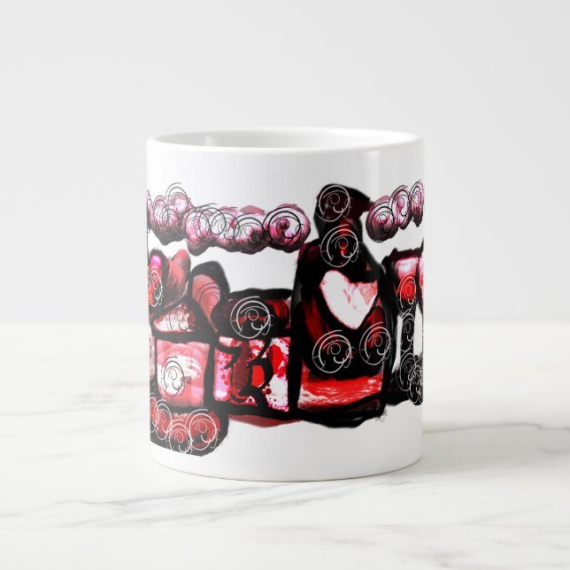 Caneca De Café Grande Namorados vermelho de vinho tinto (Frente)
