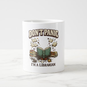 Caneca De Café Grande Não Entre em Pânico Sou Bibliotecário Design de Li