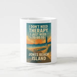 Caneca De Café Grande Não preciso de terapia, preciso da Ilha Jones Beac