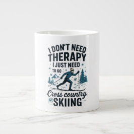 Caneca De Café Grande Não preciso de terapia, preciso de esqui de outro 
