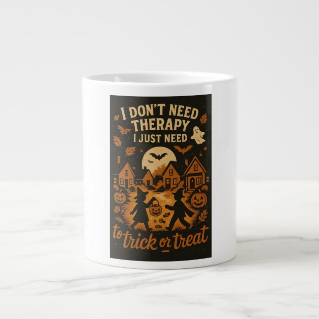 Caneca De Café Grande Não preciso de terapia, preciso de picar ou tratar (Frente)