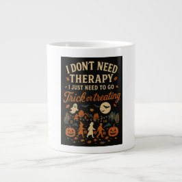 Caneca De Café Grande Não preciso de terapia, preciso de truque ou trata