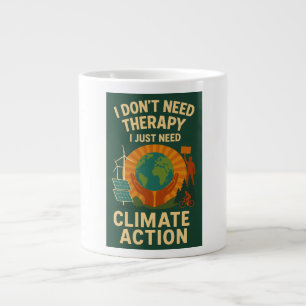 Caneca De Café Grande Não preciso de terapia, só preciso de ação climáti