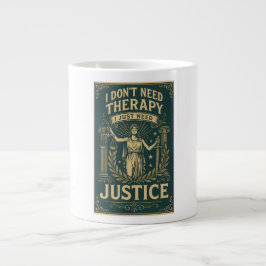 Caneca De Café Grande Não preciso de terapia, só preciso de justiça