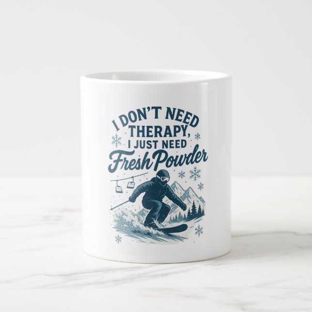Caneca De Café Grande Não preciso de terapia, só preciso de pó fresco2 (Frente)