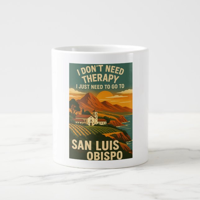 Caneca De Café Grande Não preciso de terapia, só preciso de San Luis Obi (Frente)
