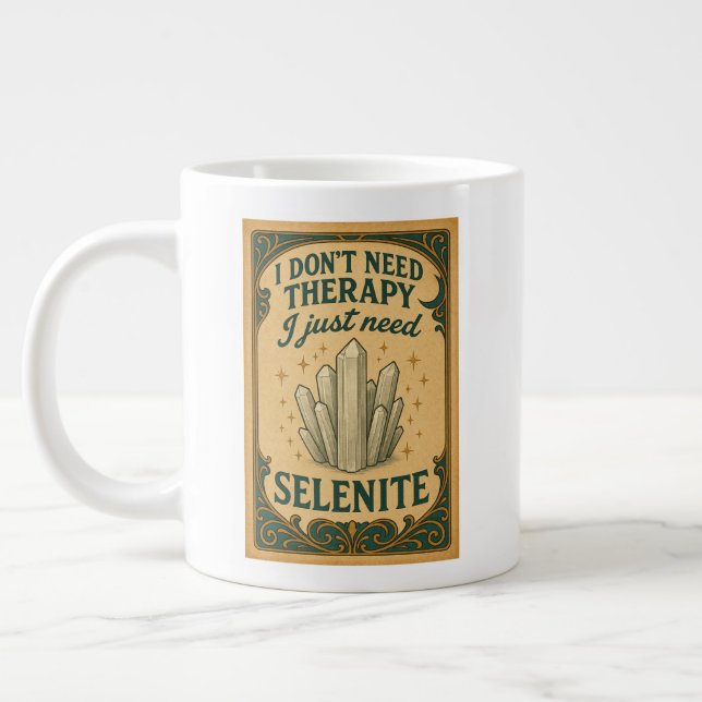 Caneca De Café Grande Não preciso de terapia, só preciso de selenite (Esquerda)