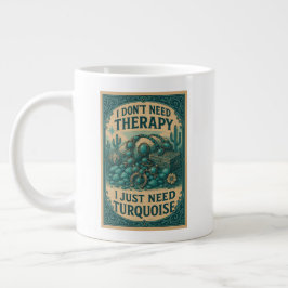 Caneca De Café Grande Não preciso de terapia, só preciso de Turquesa