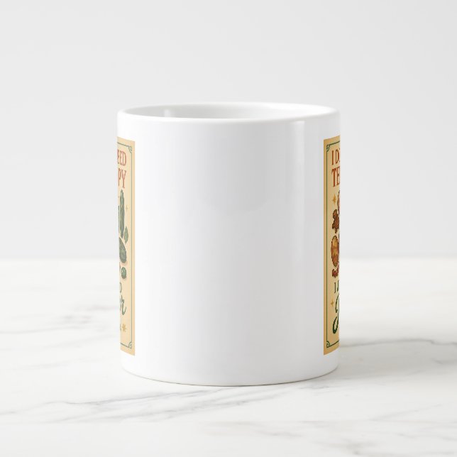 Caneca De Café Grande Não preciso de terapia, só preciso do Jasper (Frente)