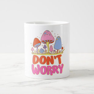 Caneca De Café Grande Não se preocupe - Colorido Cogumelo Kawaii