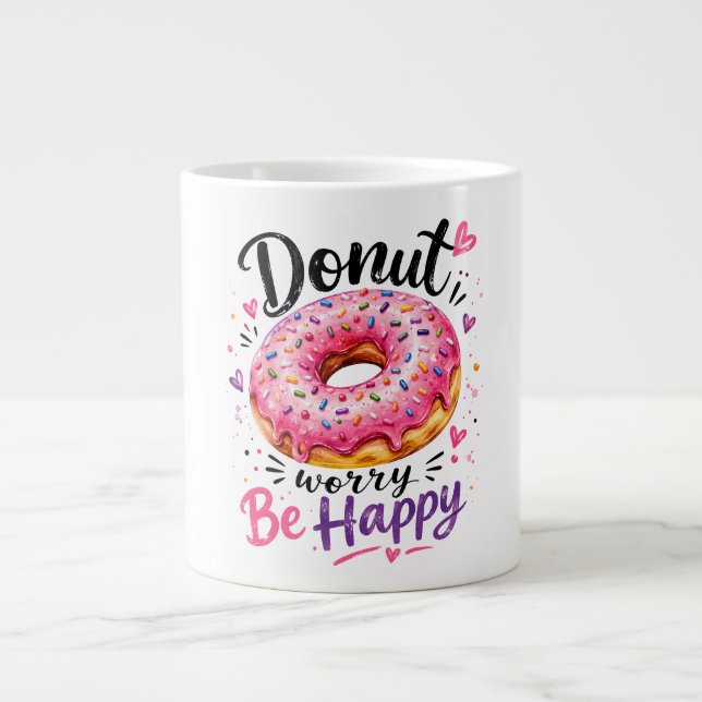 Caneca De Café Grande Não se Preocupe Seja Feliz (Frente)