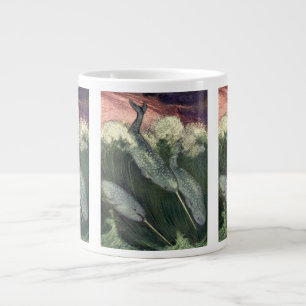 Caneca De Café Grande Narvais, Animais Marinhos Vintages Baleias Oceano