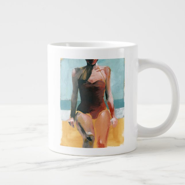 Caneca De Café Grande Natação de vindima - maiô vermelho (Direita)