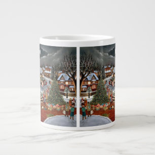 Caneca De Café Grande Natais vintages paisagem de neve