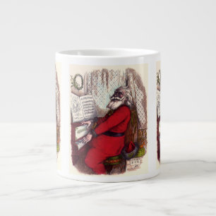 Caneca De Café Grande Natais vintages, Thomas Nast Santa Claus Piano