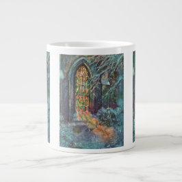 Caneca De Café Grande Natal Antigo Igreja com Vitral