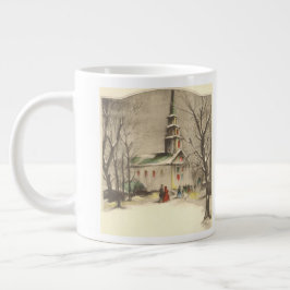 Caneca De Café Grande Natal Antigo, Igreja na Paisagem Invernal