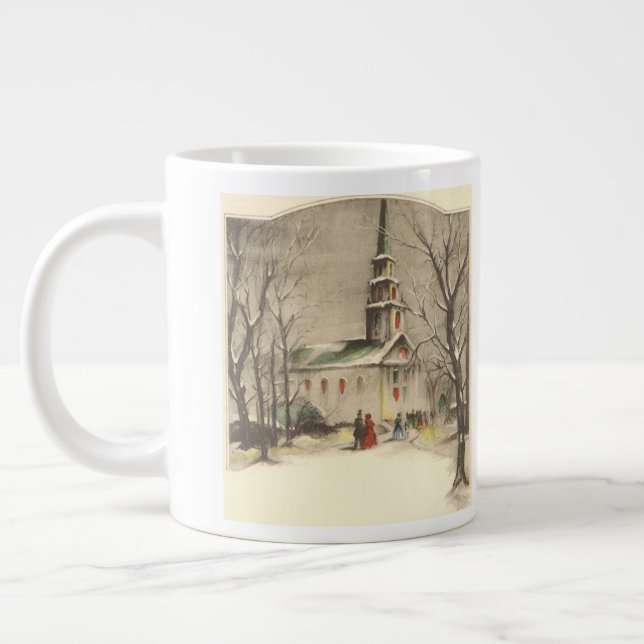 Caneca De Café Grande Natal Antigo, Igreja na Paisagem Invernal (Esquerda)