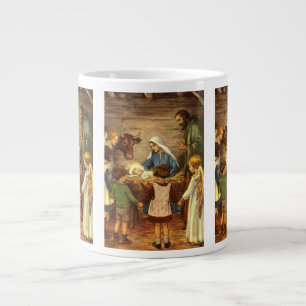 Caneca De Café Grande Natal Antigo, Natividade Religiosa com o Menino Je
