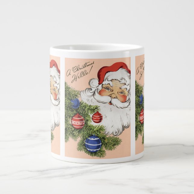 Caneca De Café Grande Natal Antigo Olá! Jolly Papai Noel (Frente)