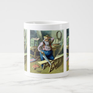 Caneca De Café Grande Natal Antigo, Papai Noel Construindo Brinquedos Se