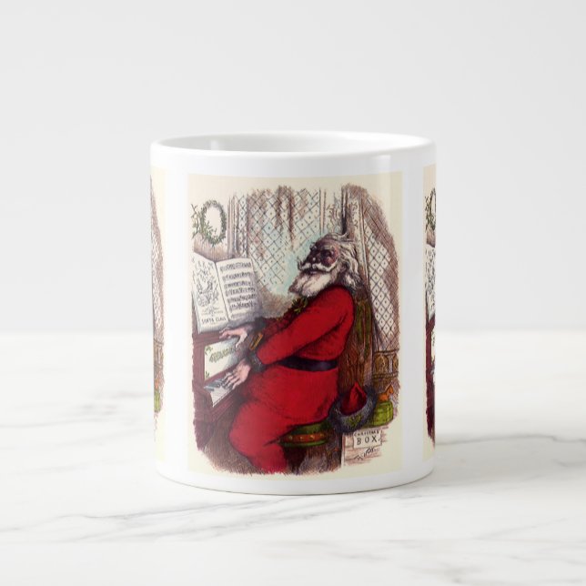Caneca De Café Grande Natal Antigo, Thomas Nast Papai Noel Piano (Frente)