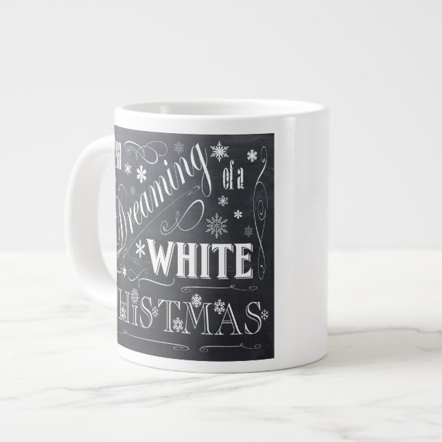 Caneca De Café Grande Natal branco com quadro de Natal (Frente Esquerda)