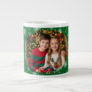 Caneca De Café Grande Natal com fotografia e neve verde