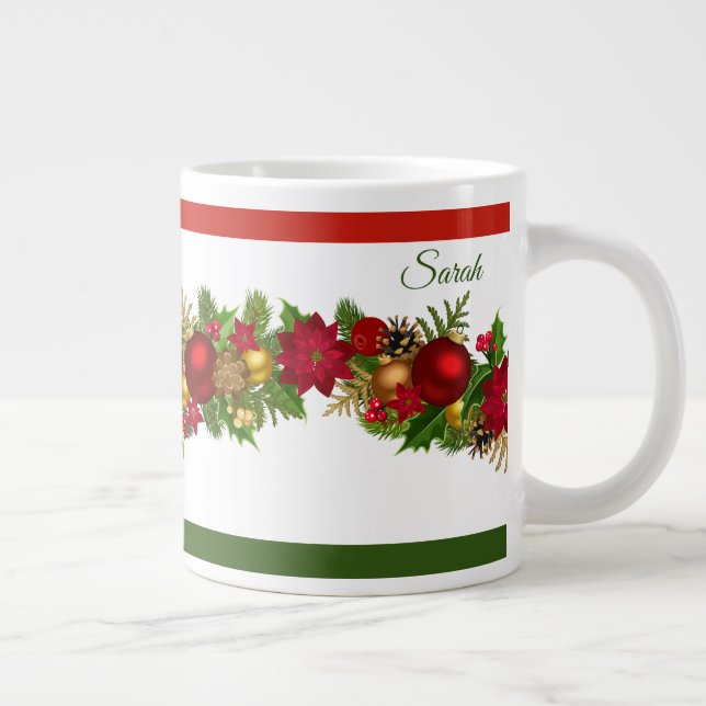 Caneca De Café Grande Natal com o nome Red & Green Serious Coffee (Direita)