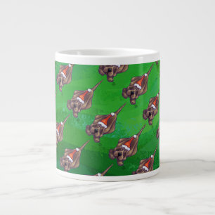 Caneca De Café Grande Natal De Cachorro Em Verde