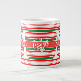 Caneca De Café Grande Natal decorativo do Monograma Elegante