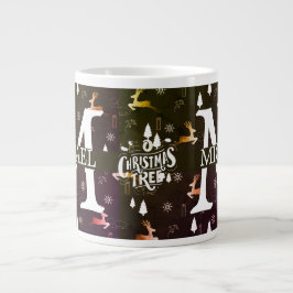 Caneca De Café Grande Natal decorativo do Monograma Elegante