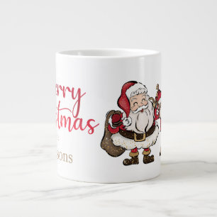 Caneca De Café Grande Natal e Rudolph Nome Personalizado Natal