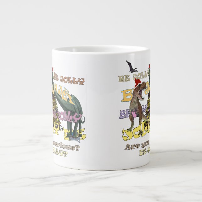 Caneca De Café Grande Natal estressado do Dinossauro (Frente)