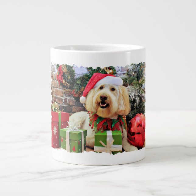 Caneca De Café Grande Natal - GoldenDoodle - Bella (Frente)