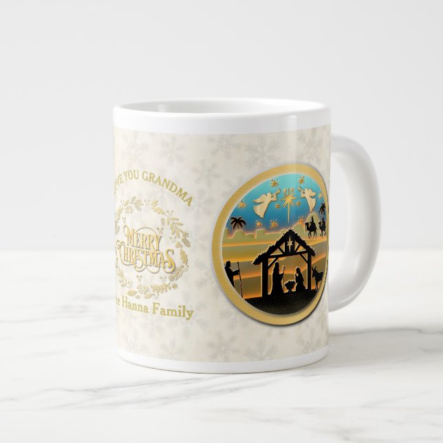 Caneca De Café Grande Natal Natividade e Ama Vovó (Frente Esquerda)