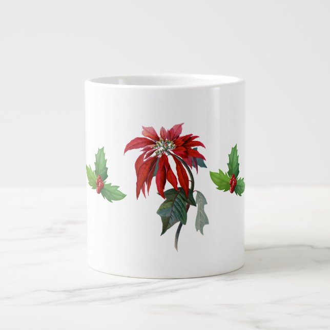 Caneca De Café Grande Natal Poinsettias Bone China Mug (Frente)