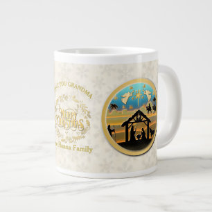 Caneca De Café Grande Natividade de Natal e Amo Você Vovó