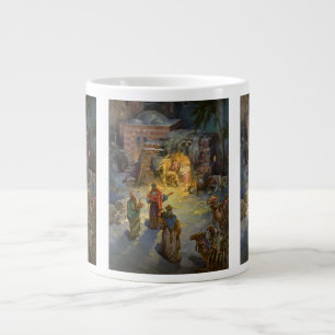 Caneca De Café Grande Natividade de Natal Vintage com Magos Visitantes