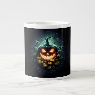Caneca De Café Grande Natureza assustadora brilhando Abóbora-das-Hallowe