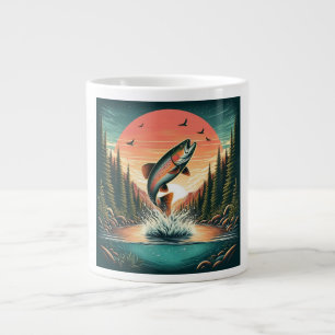 Caneca De Café Grande Natureza da truta-espumante