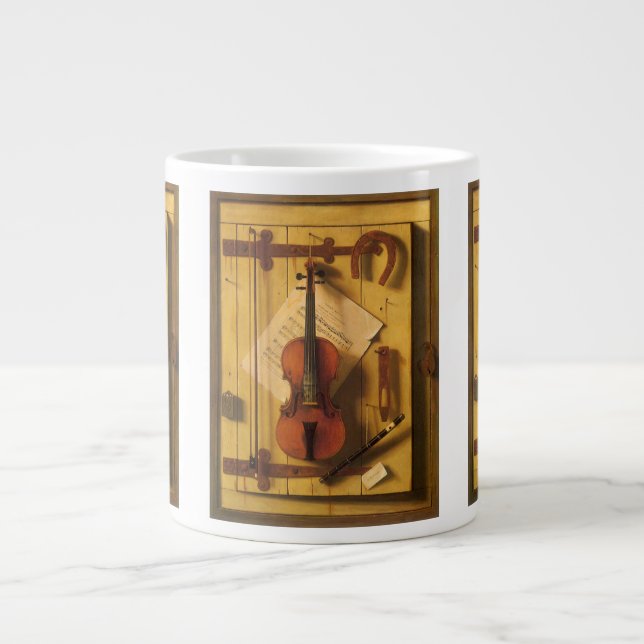 Caneca De Café Grande Natureza-morta com violino e partitura de William  (Frente)