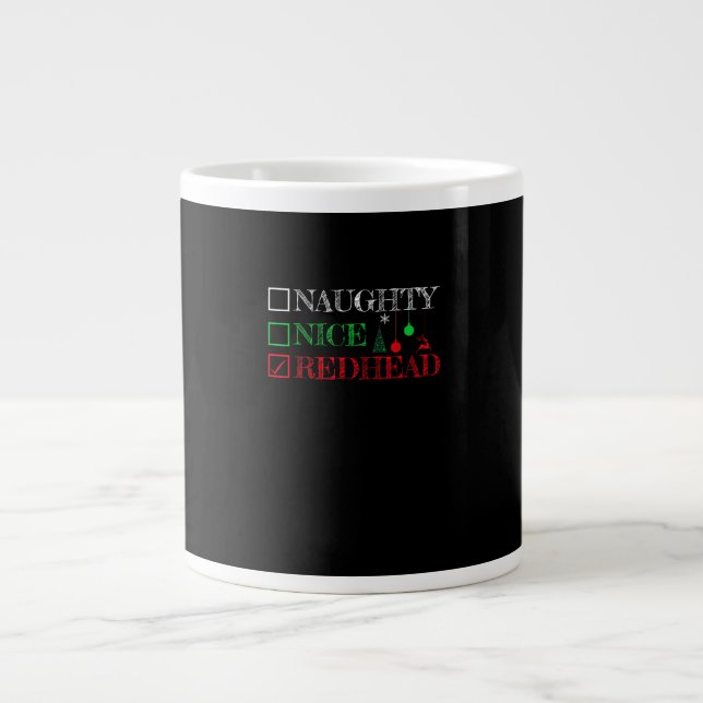 Caneca De Café Grande Naughty Nice Redhead Christmas Funny Holiday  (Frente)